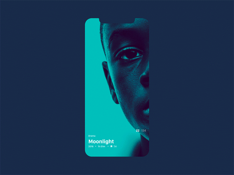 Movie Browsing 3d animation app browse clean filters gif minimal movie swipe ui ux