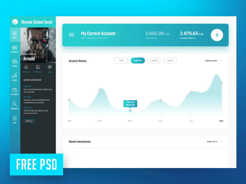 Skynet Global Bank FREE PSD template banking download fintech free free psd freebie giveaway template