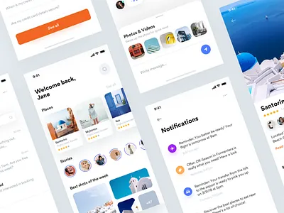 Greece 🇬🇷 • Freebie + 2 Dribbble Invites chat faq freebie invites ios iphonex mobile photography santorini sketch stories travel