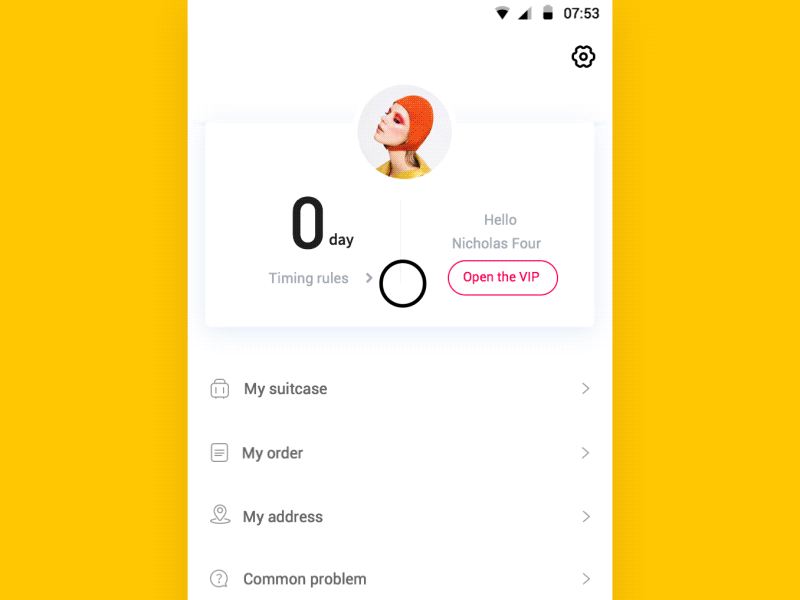 Personal center pages for renting clothes app fashion gif interface online retailers shopping ui