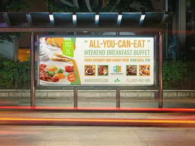 Breakfast Restaurant Billboard Template breakfast breakfast menu buffet food hotel restaurant