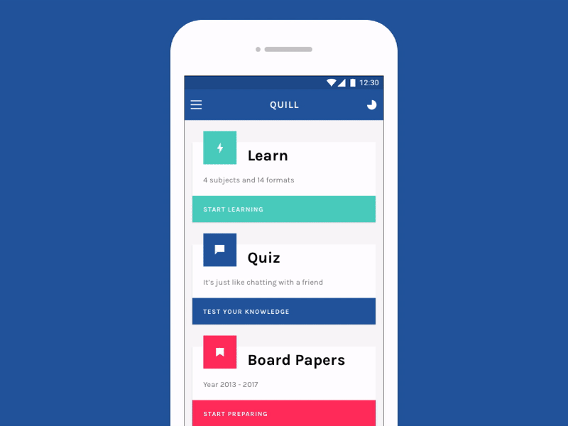 Quill App – Ask a Doubt android animation doubt edtech education interaction karla learning question quiz