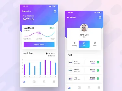 Financial App UI Kit Design - WIP android design app design financial app ios design iphone application design mobile app design mobile application mobile ui statistics ui ux