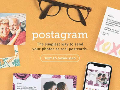 Postagram Website Prototype design flat lay header layout orange postagram prototype typography website yellow