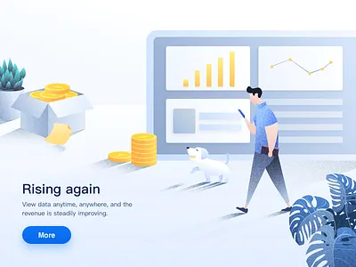 Rising Again dog financial gold illustration people potted plant