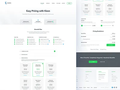 Kizen - CRM clean crm design landing list page pricing typography ui ux web white