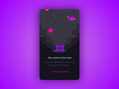 Lost in space 404 error galaxy illustration meteor mobile planets space stars ui universe ux