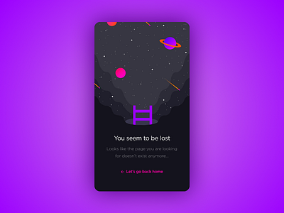 Lost in space 404 error galaxy illustration meteor mobile planets space stars ui universe ux