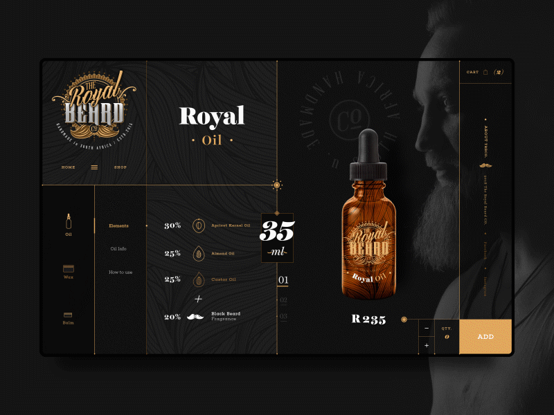 The Royal Beard Co. // Desktop app balm beard beard oil crown mobile site design ui ui animation ux wax website