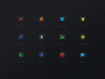 ICONS appstore car gallery icon map navi news theme traffic video voice weather