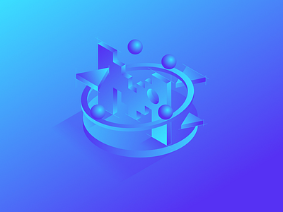 Motion Background 3d background blue bold circles isometric monochromatic motion