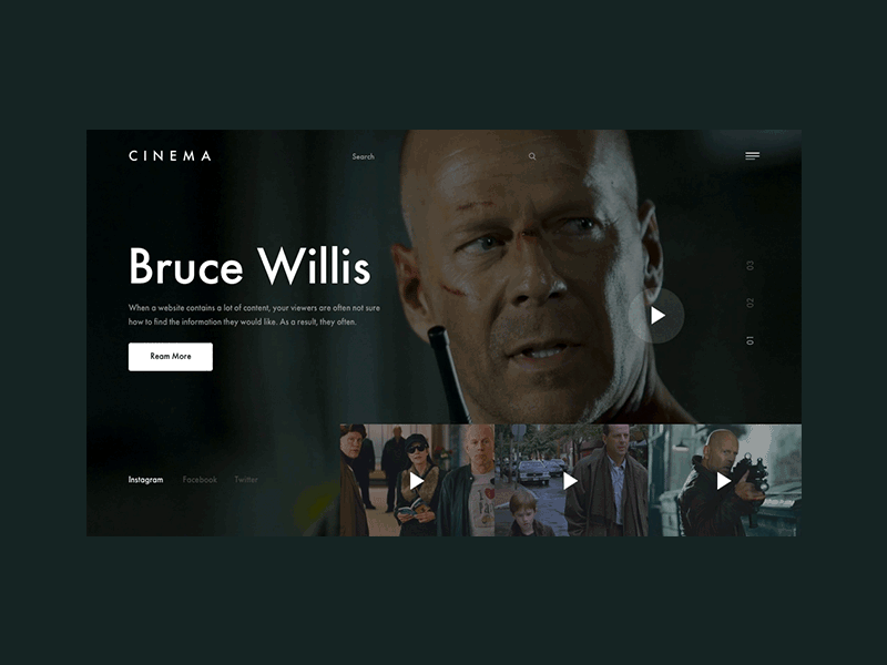 Cinema animation clean color films flat layout ui ux web webdesign