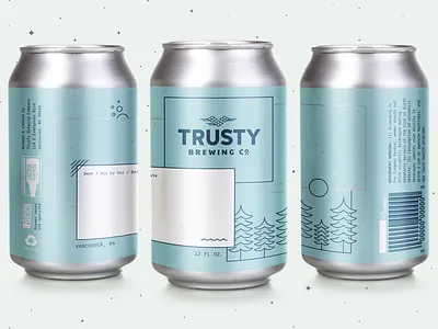 Trusty Crowler beer branding brewery can crowler foil metallic monospace packaging vancouver