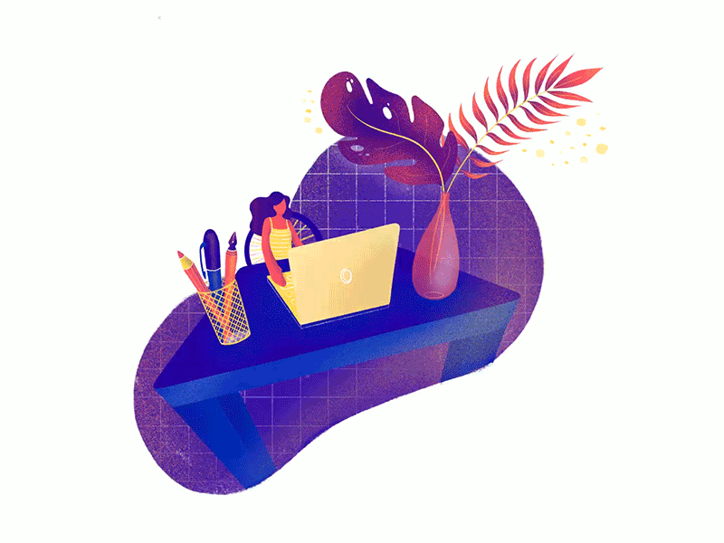 ✏️ Designer Process apple pencil branding character creation designer desk digital gif illustration ipad pro laptop perspective plants process procreate storytelling woman work