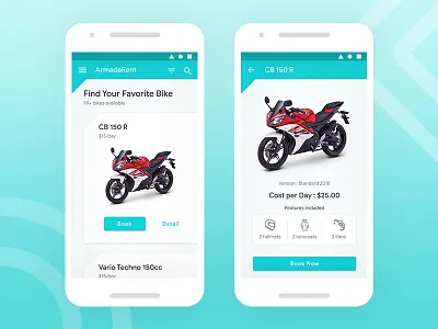 ArmadaRent App - Motor Rent App book design detail screen feed graphic design main screen mobile app motor rent ui user interface ux
