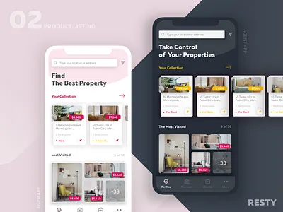 Product Listing agent app collection materio mobile product listing property real estate user