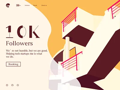 10000 Followers building celebrate illustrations scenery web yellow