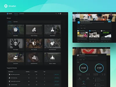 Crowdfunding Web App Dashboard part 2 admin panel crowdfunding dark website design dashboard finance financial platform fintech non profit organizations product design social media ui kit ux design research web design agency