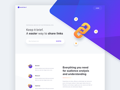 Shortener landing page login marketing shortener