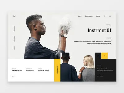Instrmnt Watch. explore landing product watch web yellow