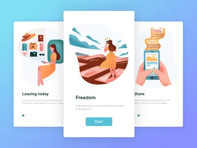 Illustration/guide pages app color design illustration landing mobile tourism travel ui