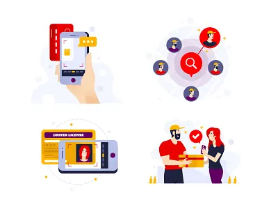 Runa App set of illustration app color delivery flat flat design gradient icon illustration mobile set startup