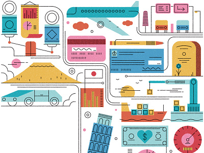 Finance & Investments abstract cover design editorial flat graphic icon illustration line simple texture vector