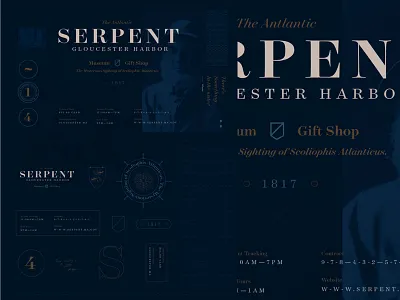 Serpent drawing gloucester harbor icon nautical new england ocean typography