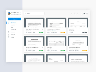 SignEasy's Dashboard dashboard digital documents signature signeasy thumbnail webapp