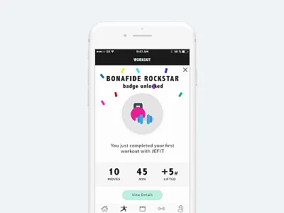 End of Workout Celebration Screen fitness ui ui design