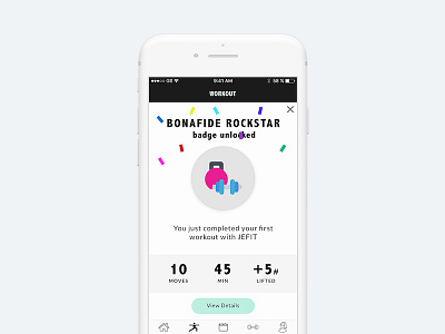 End of Workout Celebration Screen fitness ui ui design