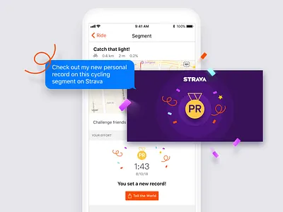 Segment Achievement Sharing achievement app cycling fitness running strava ui ux