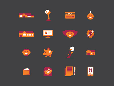 Banking + Community Icons bank banking community growth icon illustration money people saving vector