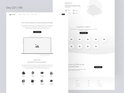CRM Product Landing Page Wireframe | Day 227/365 - Project365 crm product crm suite design challenge landing page landing page wireframe project365 sf pro display wireframe wednesday