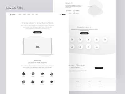 CRM Product Landing Page Wireframe | Day 227/365 - Project365 crm product crm suite design challenge landing page landing page wireframe project365 sf pro display wireframe wednesday