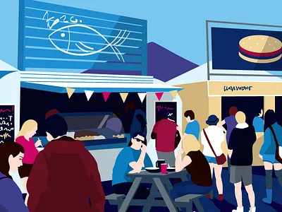 Festival crowd fair festival food illustration kontist music people vector