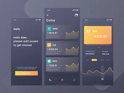 Crypto tracker app bitcoin blockchain crypto cryptocurrency dark mobile statistics token ui ux wallet