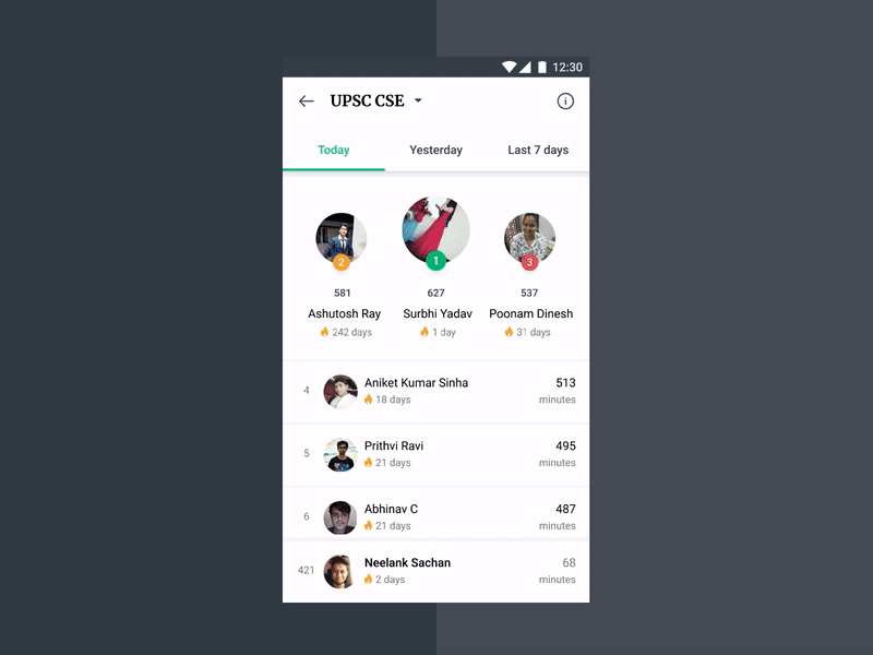 Leaderboard after effects confetti leaderboard learner memphis principal rankings standings streak ui unacademy ux