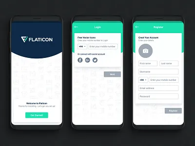 Login and Register Flow android app design inspiration flaticon ios login mobile app register signin signup ui ui design user interface