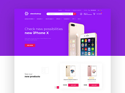 Electronic store clean ecommerce electronic flat intervi landing product design shop store ui ux webdesign