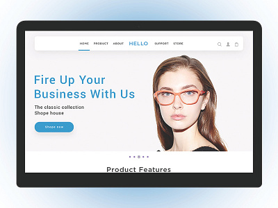 Landing Page Header 2018 blue cart ecommerce girl header nav bar search