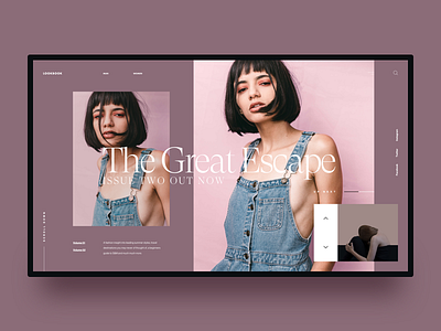 The Great Escape III :: Layout Exploration clean escape fashion hero header landing page layout lifestyle lookbook magazine model slide ui design