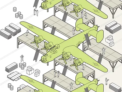 Bomber Factory business editorial illustration how to illustration infographic information graphics line art technical illustration vector