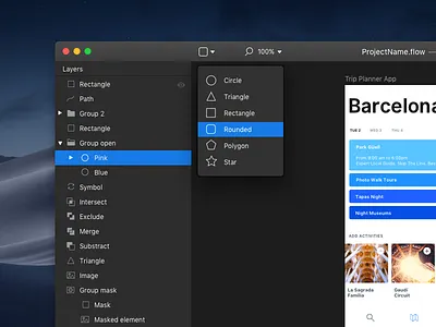 Flow. Mojave. WIP. app apple dark mode dark ui design tool flow hig interface mac macos mojave ui