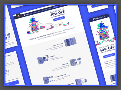 PDFelement: Back-to-School Sale Campaign branding coffee illustrations marketing school seasonal shopping ux ui