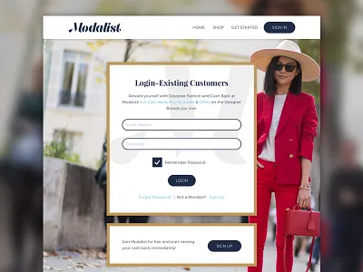 Fashion Concept - Log In Form agency blue design fashion form gold ui ux web design website