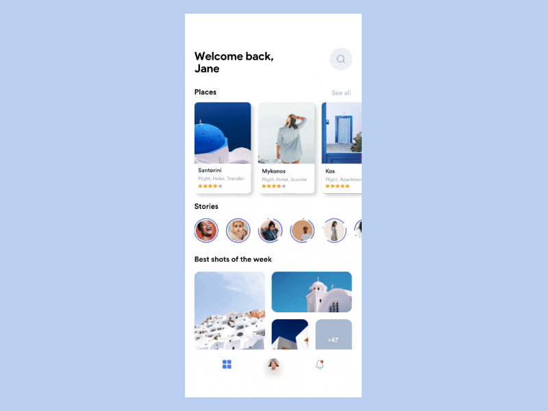 Greece Travel App -Home/Booking Screen Animation animation app design flat gif interaction design ios motion product design ui ux vector
