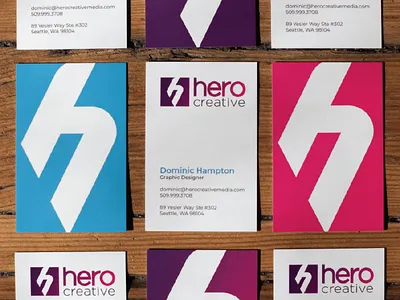 Hero Creative Business Cards branding business card gradient graphic design hero creative logo print seattle spot gloss