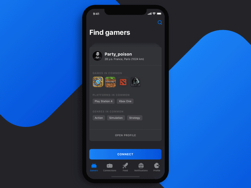 App For Gamers animation clean dark illustration ios ui ukraine ux