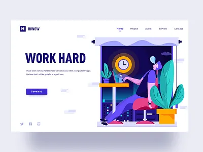 Work hard china colorful hiwow illustration illustrations jon jondesigner ui web work